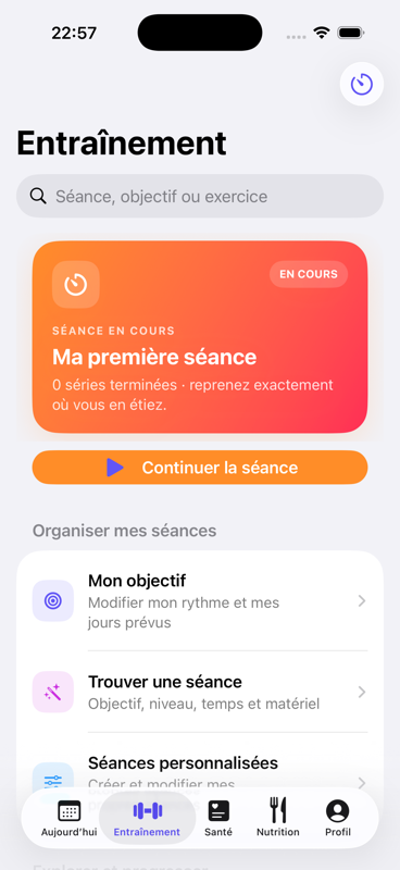 Organisation des séances dans Gymios